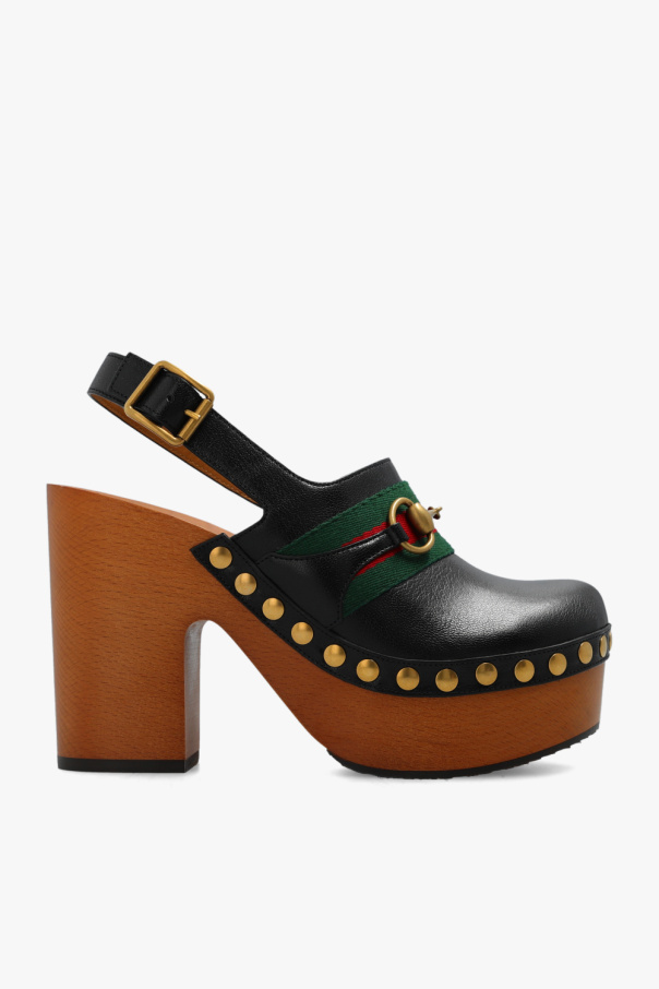 Gucci Leather heeled clogs
