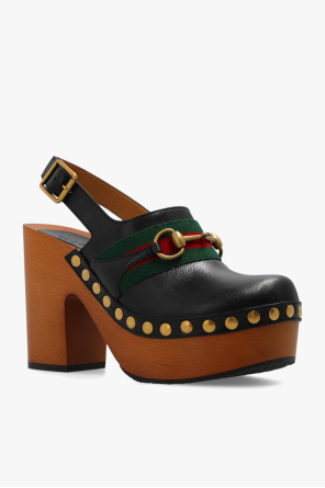 Gucci Leather heeled clogs
