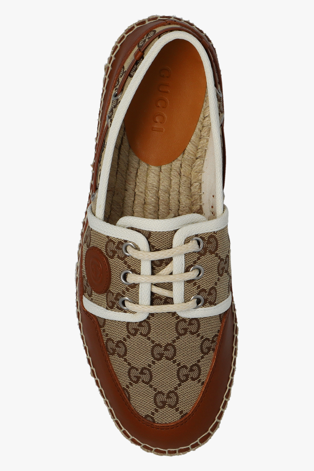 Gucci Eleventy almond-toe leather lace-up shoes stamp Braun