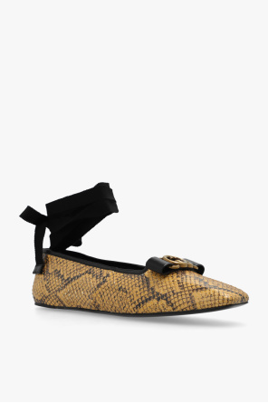Gucci striped Ballet flats in python leather