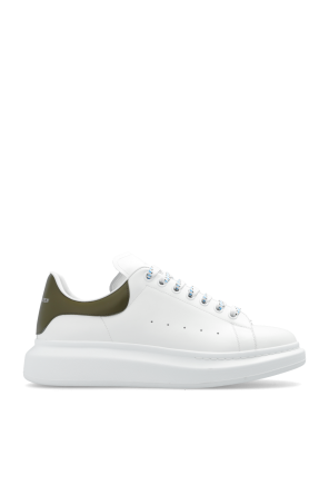 Alexander McQueen Mens Heel Tab Wedge Sole Sneakers in White New Acid Green