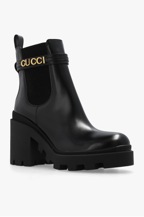 Gucci Skórzane botki na obcasie