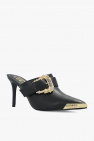 Versace Jeans Couture BLACK Heeled leather mules
