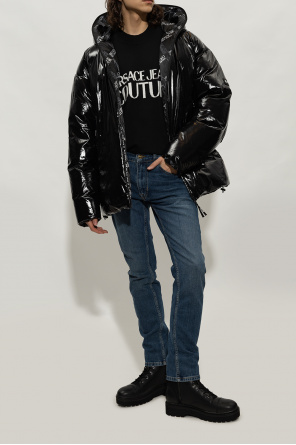 Versace Jeans Couture elsa hosk chanel dad sandal ugly trend socks balenciaga logo painted leather jacket