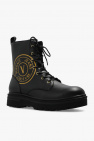 Versace Jeans Couture BLACK Leather ankle boots with logo