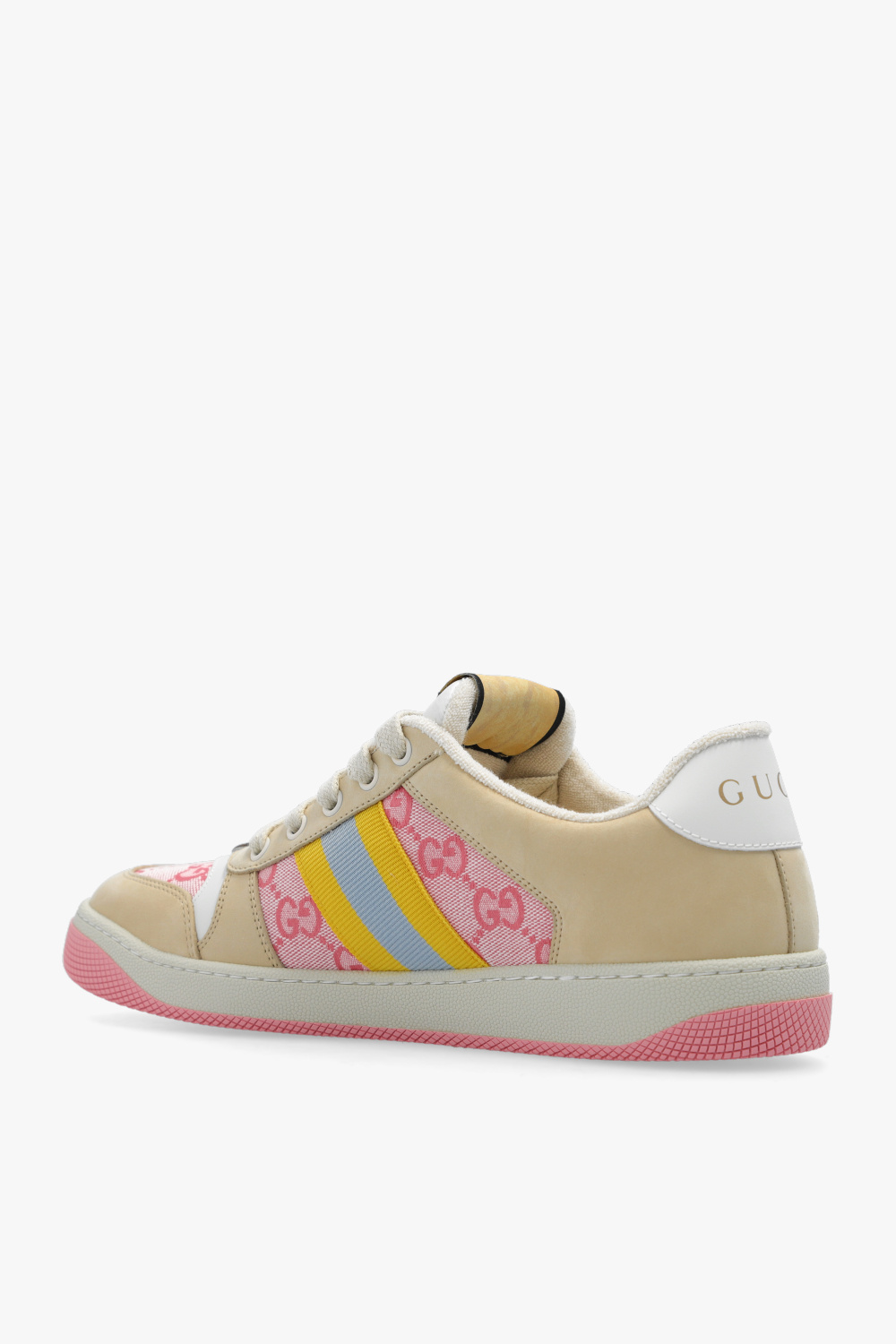 Gucci Men's Screener Signature Web Leather Low-Top Sneakers