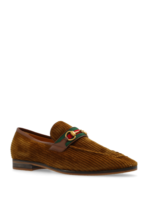gucci Embroidered Corduroy loafers