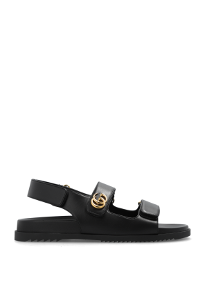 Leather sandals with logo