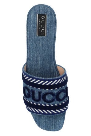 Gucci Jeansowe klapki z logo