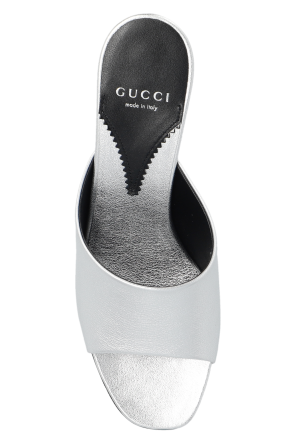 Gucci Skórzane klapki na obcasie