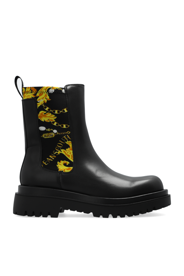 Versace Jeans Couture Chelsea boots with barocco motif