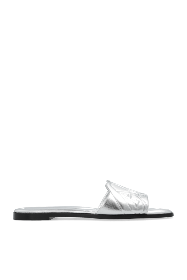 Alexander McQueen Skórzane klapki z logo