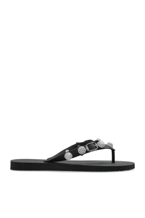 Rubber flip-flops with shimmering appliqués