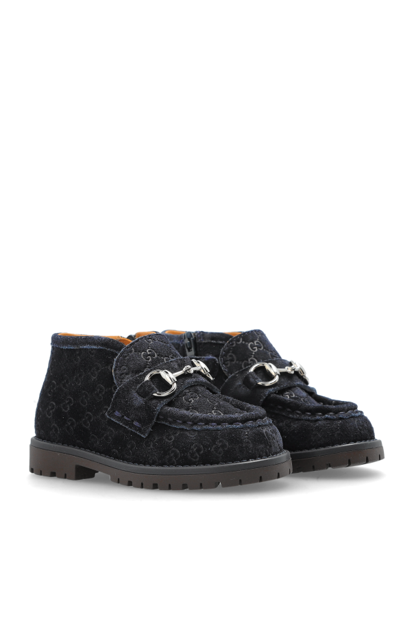Gucci Kids Zapatos de ante con patrón "GG"