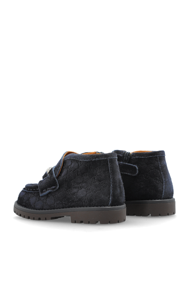 Gucci Kids Zapatos de ante con patrón "GG"