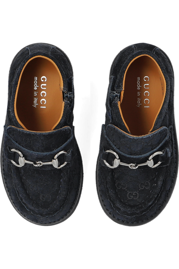 Gucci Kids Zapatos de ante con patrón "GG"