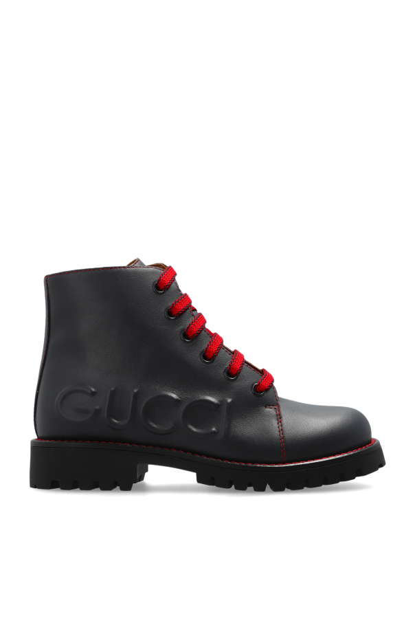 Gucci Kids Leather shoes with embossed logo