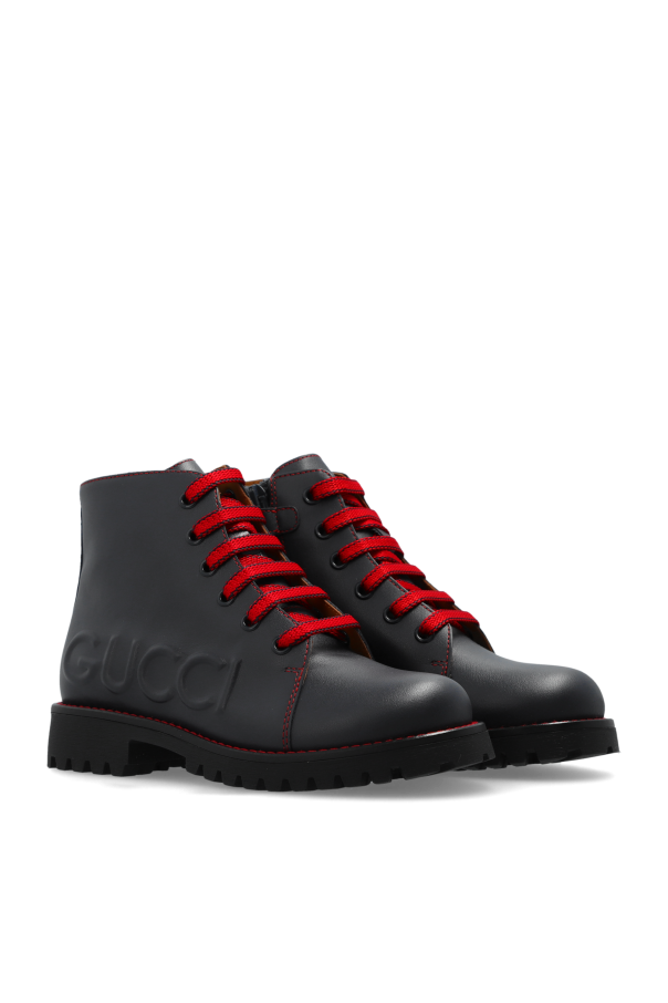 Gucci Kids Leather shoes with embossed logo