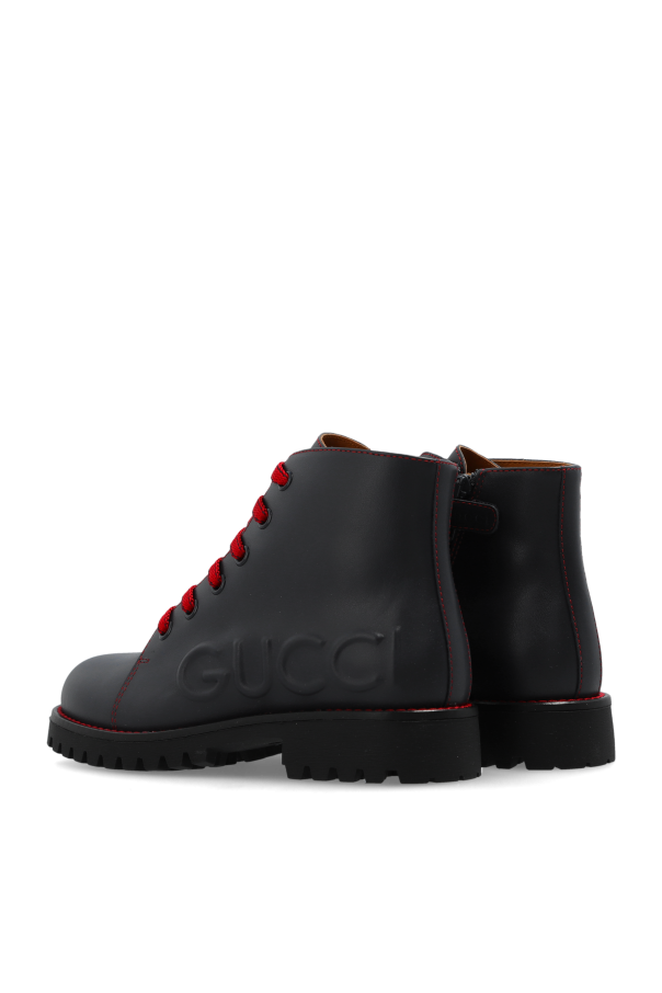 Gucci Kids Leather shoes with embossed logo