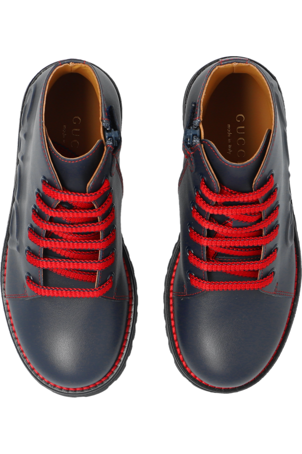 Gucci Kids Leather shoes with embossed logo