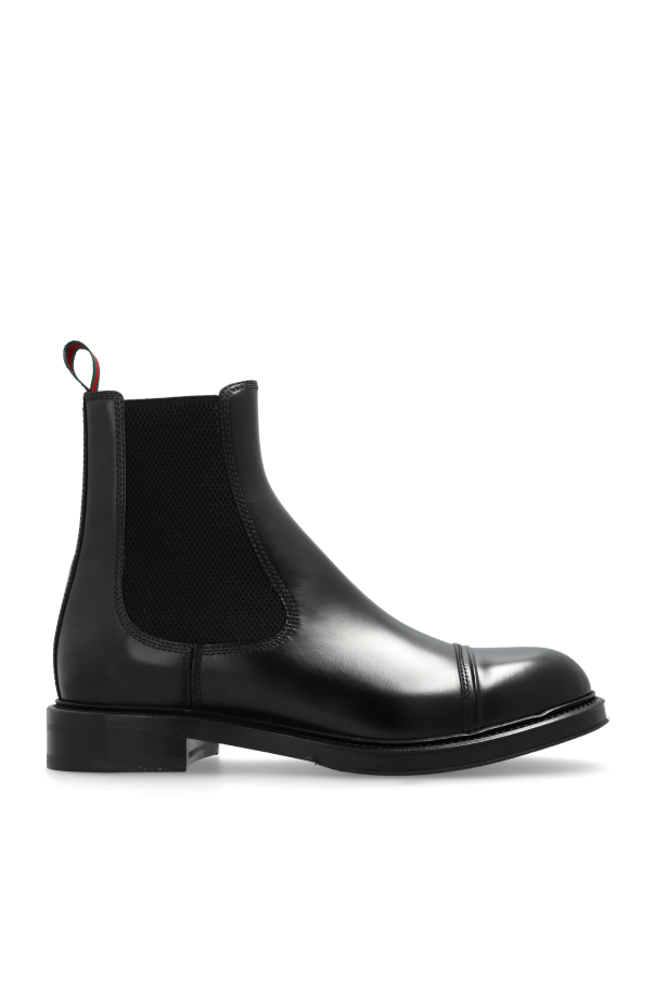 Gucci Leather boots with ‘Web’ strap