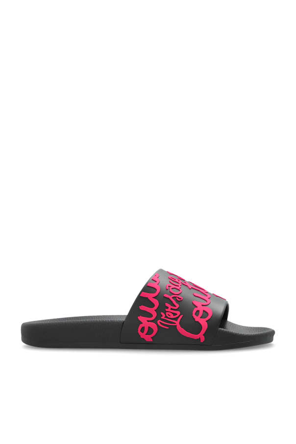 Rubber slides with a raised logo od Versace Jeans Couture
