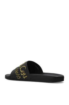 Versace Jeans Couture Chanclas de goma con logo y acabado con brillantina