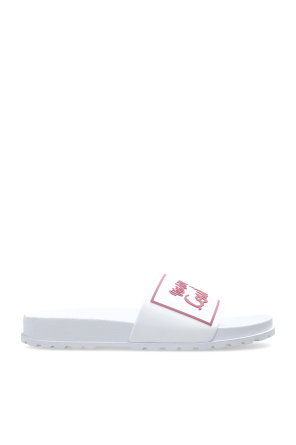 Rubber slides with a raised logo