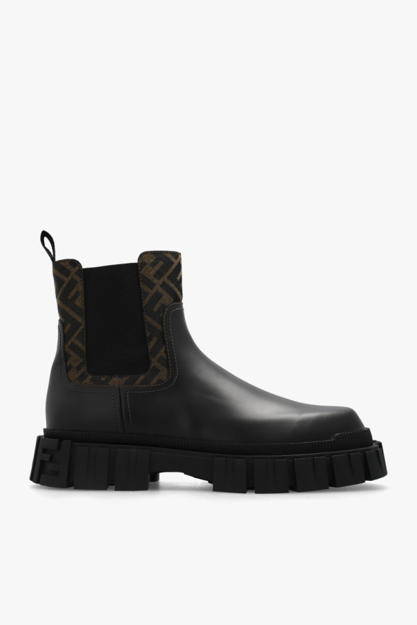 fendi Ganebet Leather ankle boots with monogram