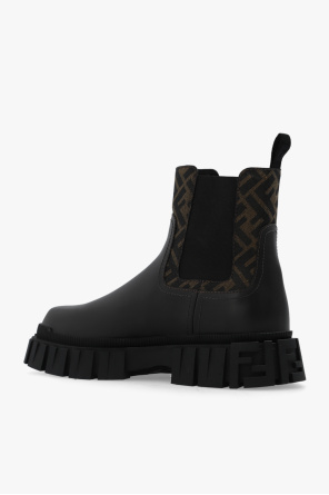 Fendi motif Leather ankle boots with monogram