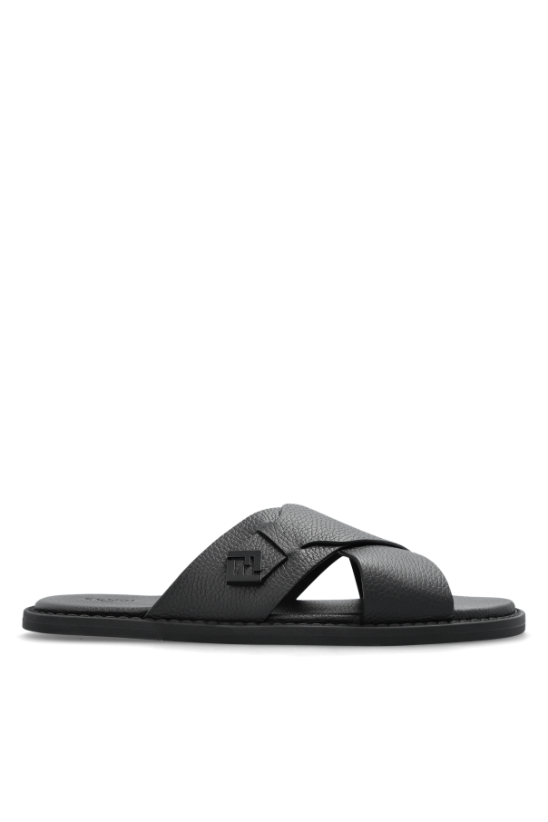 Leather slides with logo od Fendi