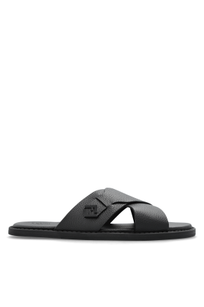 Sandalias de cuero con logo