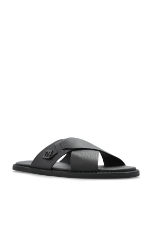 Fendi Skórzane klapki z logo