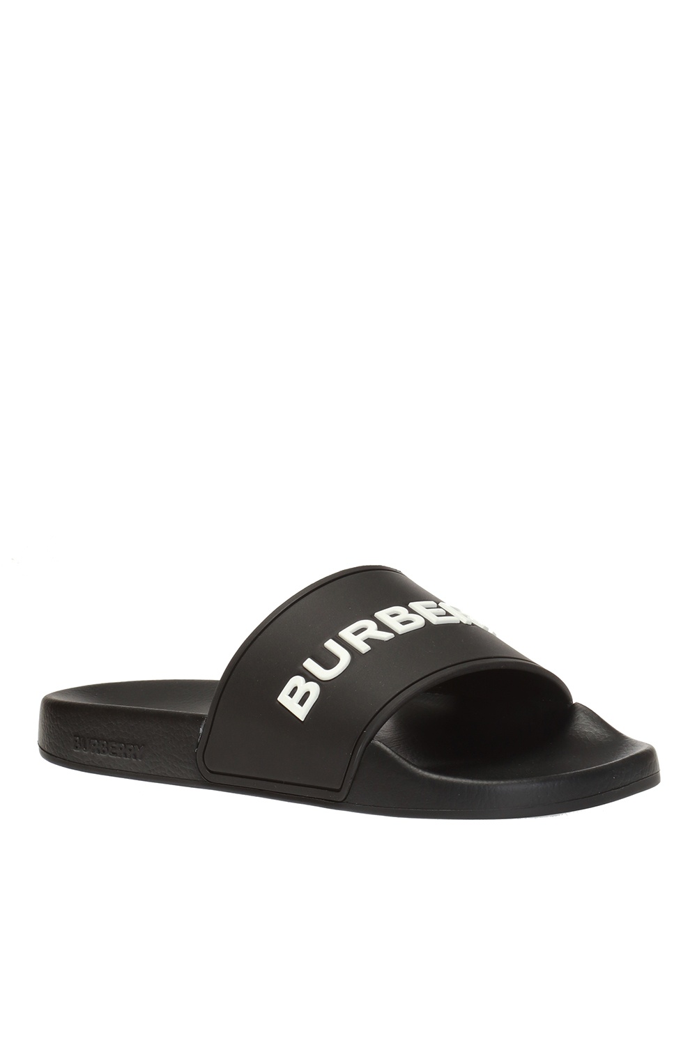 white burberry slides
