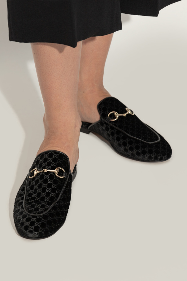 Gucci Aksamitne klapki ze worem `GG`
