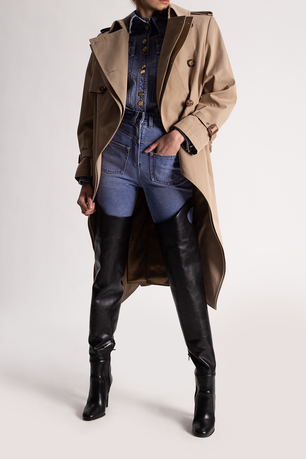 Black Leather over-the-knee boots Burberry - Vitkac TW