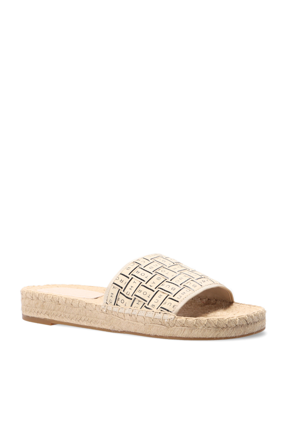 white tory burch slides