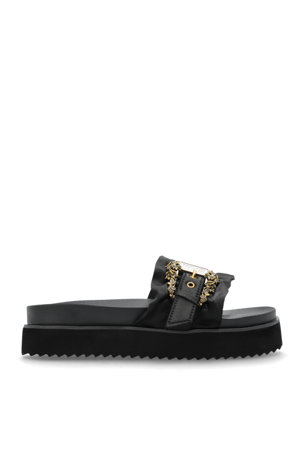 Satin platform slides od Versace Jeans Couture