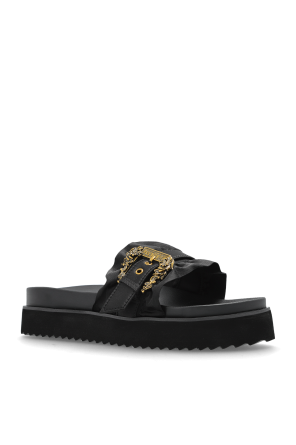 Versace Jeans Couture Satynowe klapki na platformie