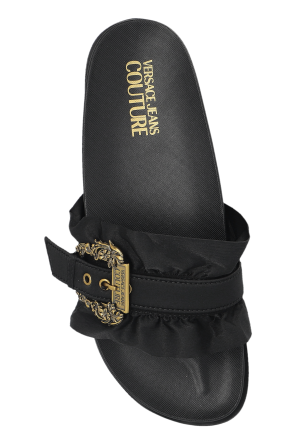 Versace Jeans Couture Satynowe klapki na platformie