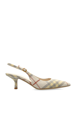 Heeled shoes with a check pattern