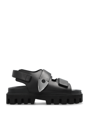 Skórzane sandały na platformie
