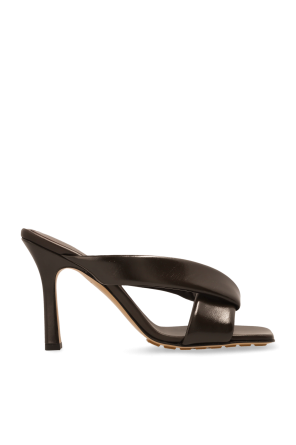 Leather heeled mules `Riva`