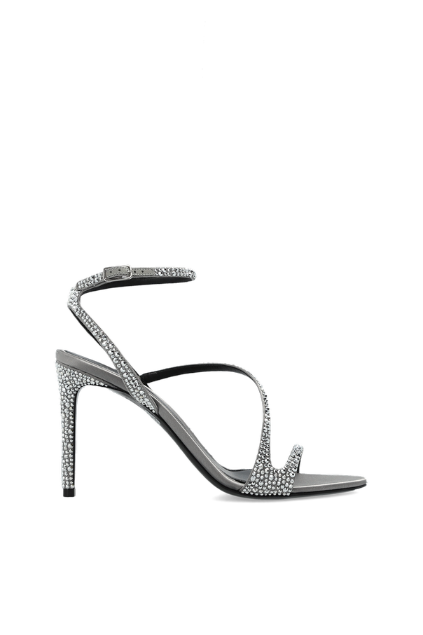 Heeled sandals with shimmering crystals od Alexander McQueen