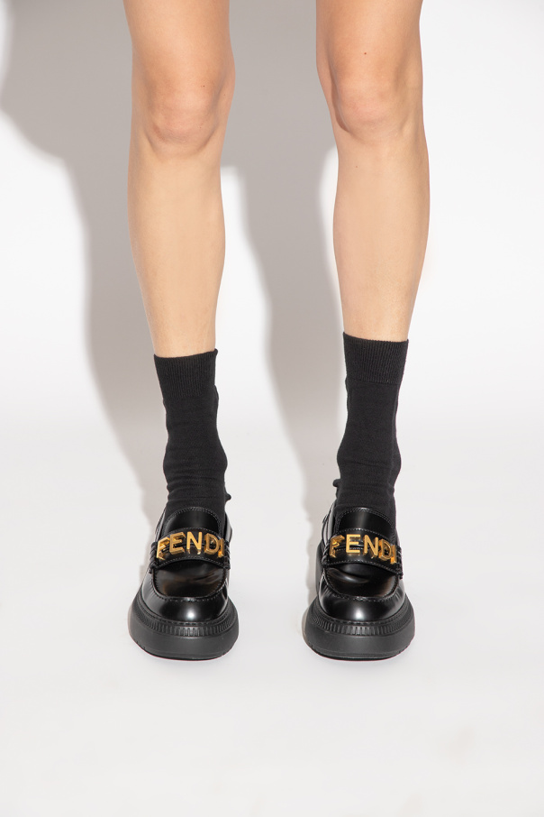 Fendi Leather moccasins with logo