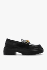 Fendi BLACK Leather moccasins with logo