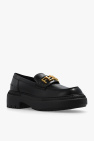 Fendi BLACK Leather moccasins with logo