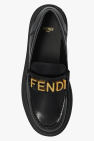 Fendi BLACK Leather moccasins with logo
