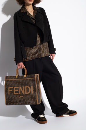 Fendi FENDI Kan U Leather Shoulder Bag Black