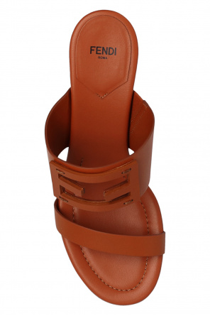 Fendi embossed-logo ‘Baguette’ heeled mules